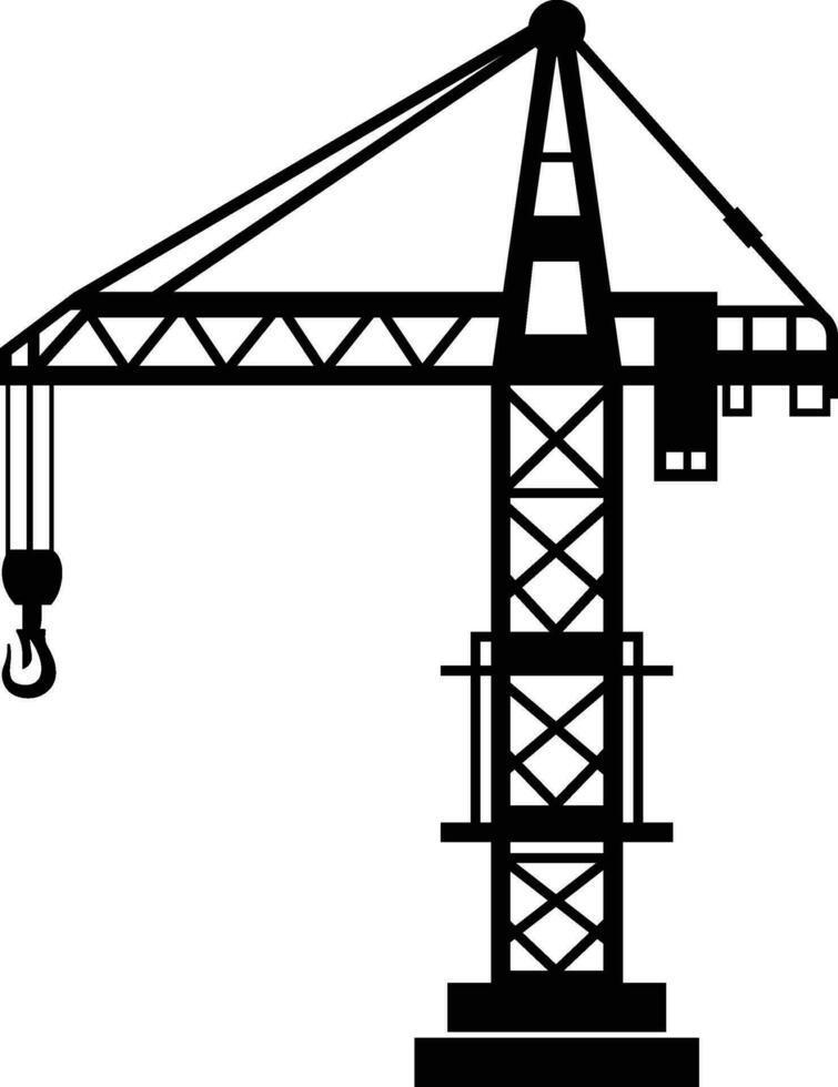 crane vector illustration, static crane , permanent crane structure lifts and moves loads  simple stock vector image