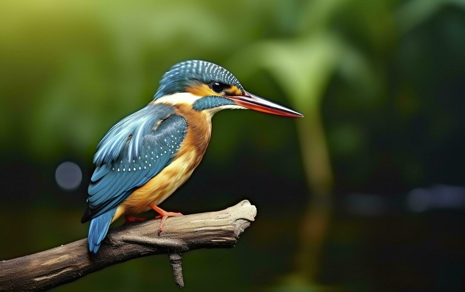 The common kingfisher wetlands bird colored feathers from different birds. Generative AI photo