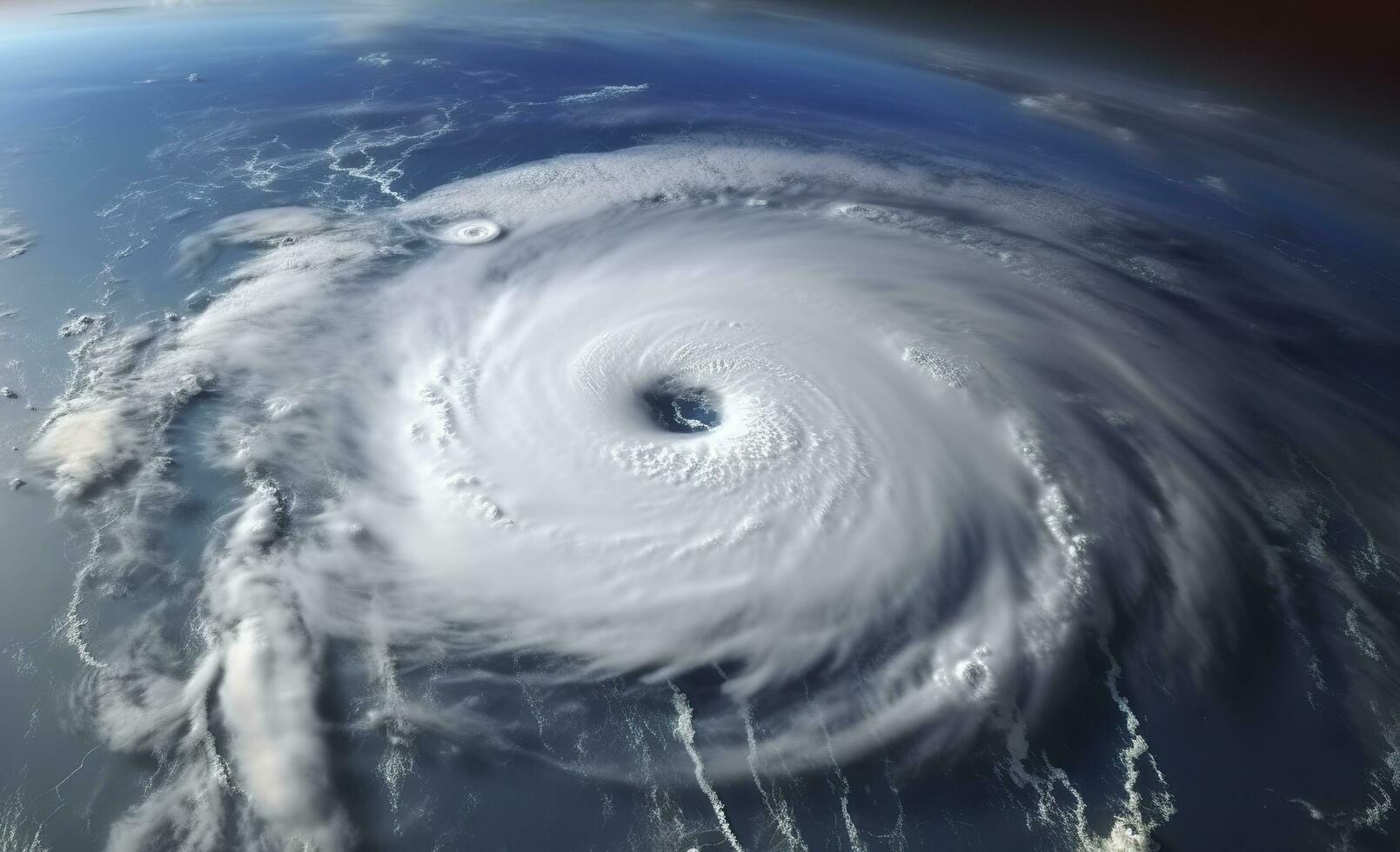 Super Typhoon, tropical storm, cyclone, tornado, over ocean. Weather background. Generative AI photo