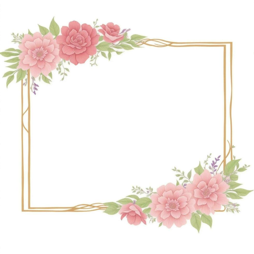 Luxury flower border frame for invitation card photo