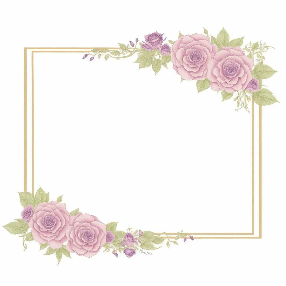 Luxury flower border frame for invitation card photo