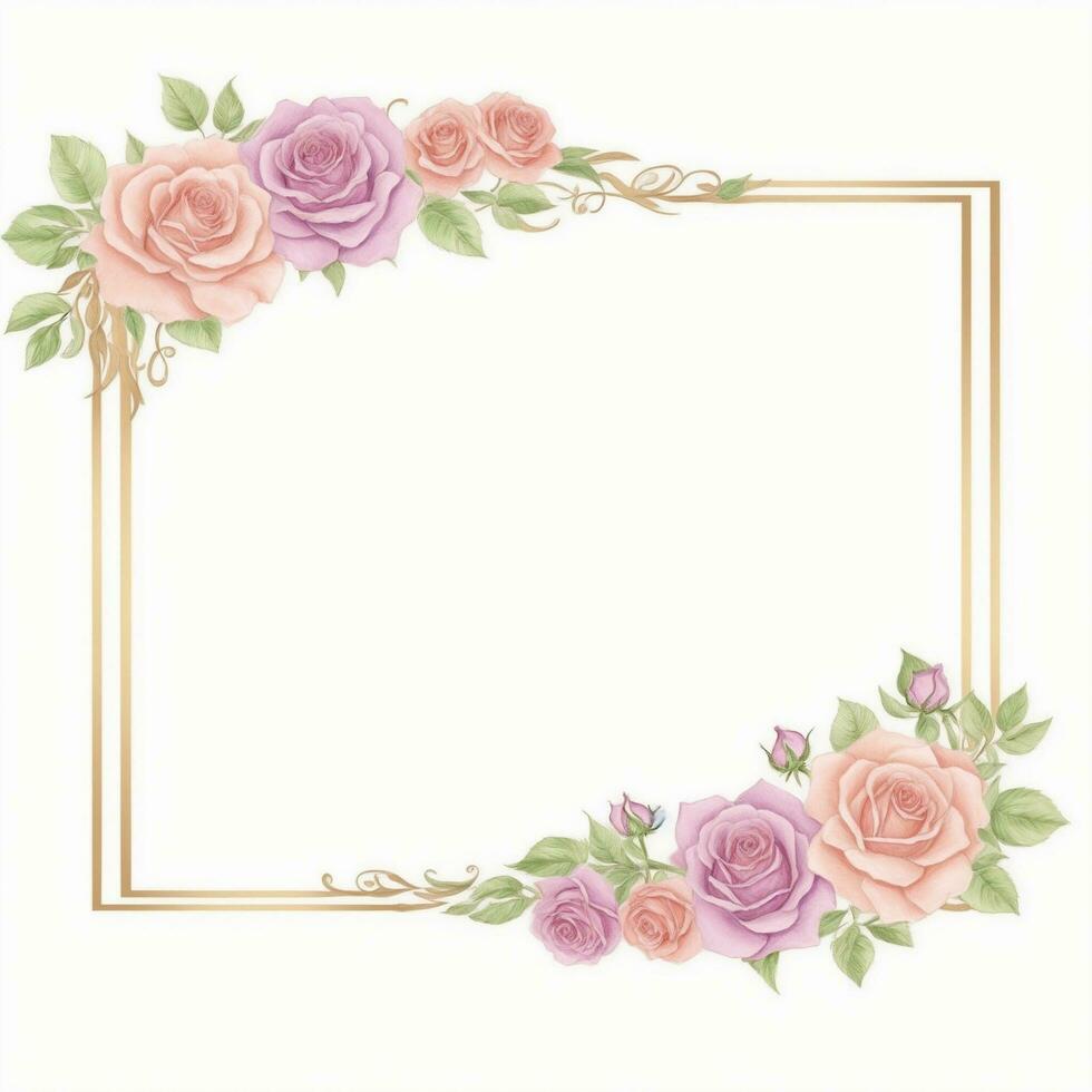 Luxury flower border frame for invitation card photo