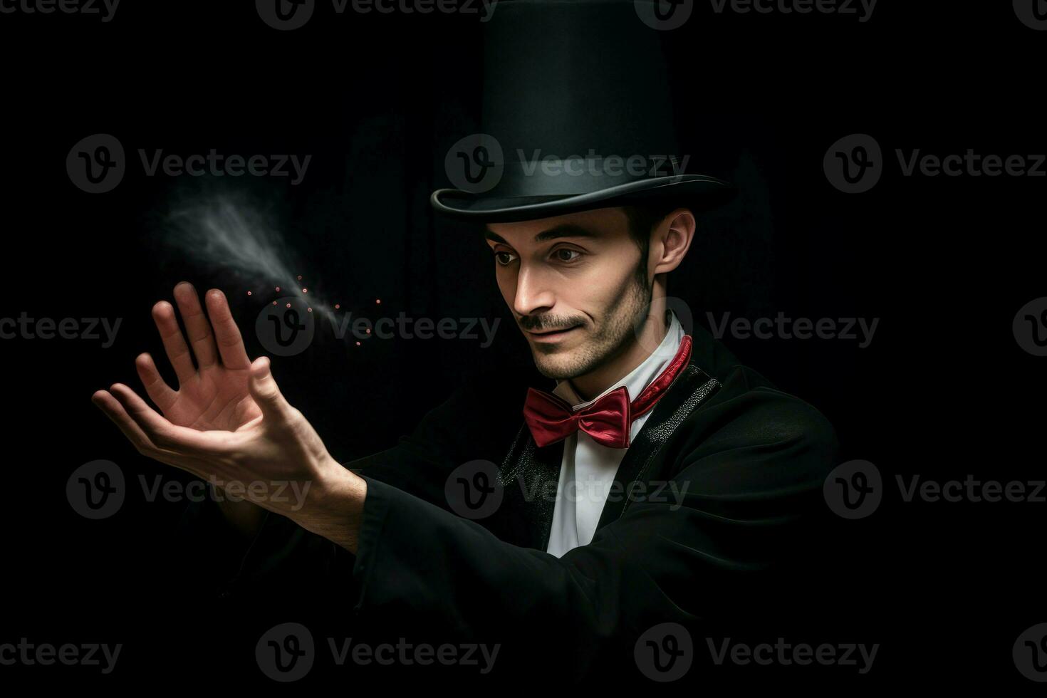 Magician showing magic tricks. Generate Ai photo