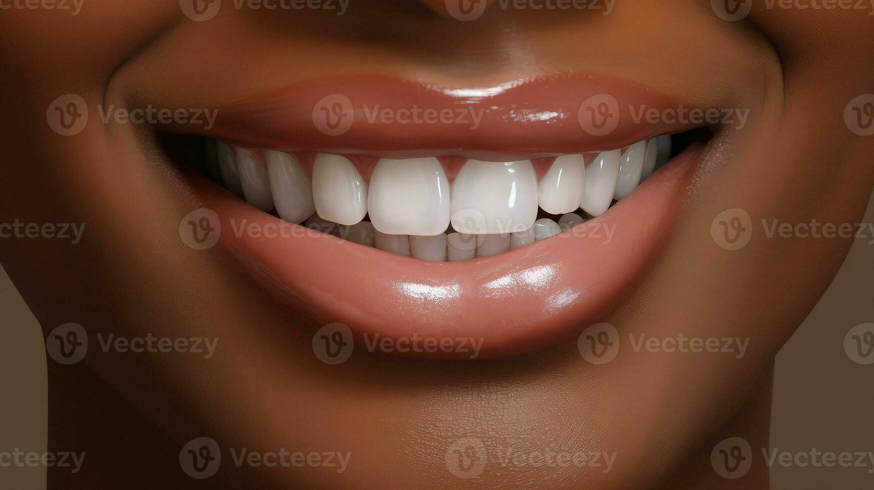 American African Woman Perfect White Smile. Dental Health photo
