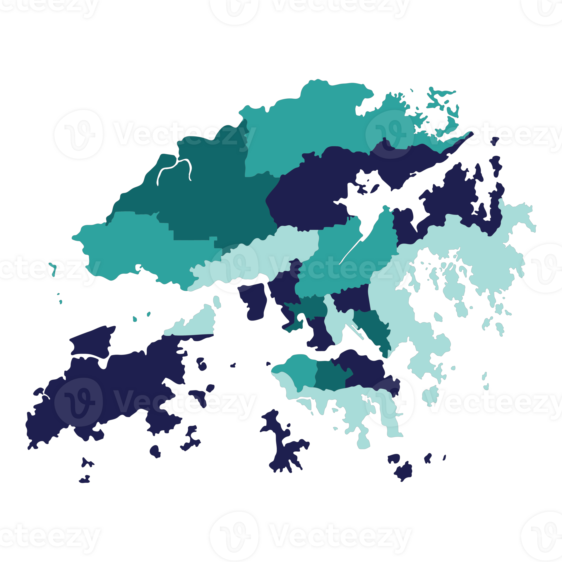Hong Kong map. Map of Hong Kong in administrative regions 33197057 PNG