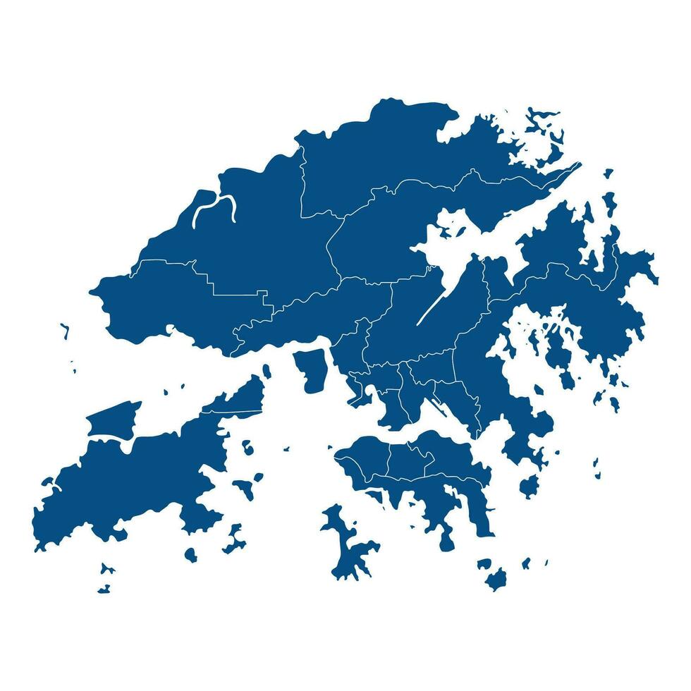 Hong Kong map. Map of Hong Kong in administrative regions vector