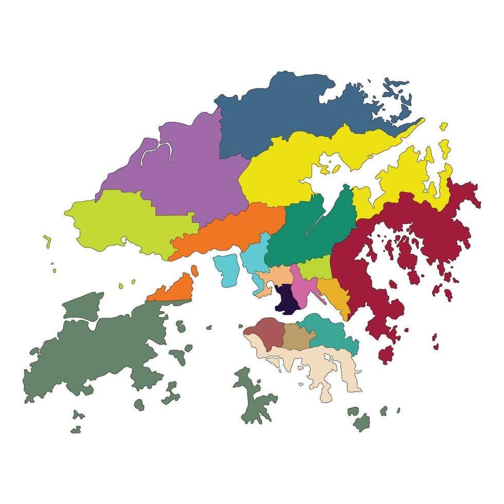 Hong Kong map. Map of Hong Kong in administrative regions vector
