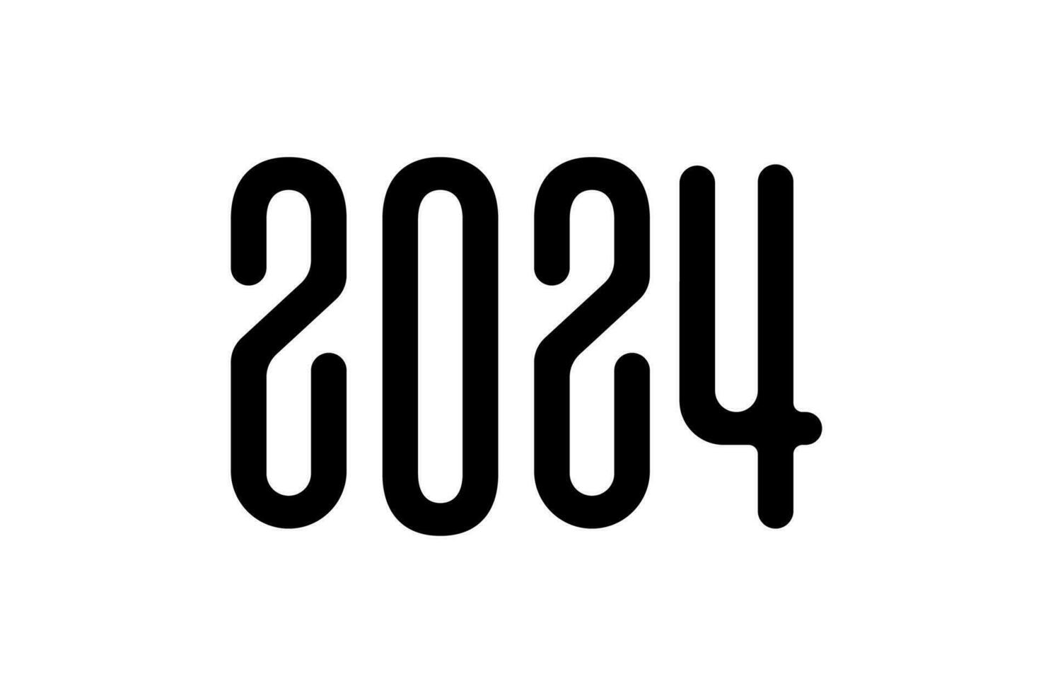 contento nuevo año 2024 saludo tarjeta. vector. 2024 logo texto diseño. nuevo año simbolos negro etiquetas aislado en blanco antecedentes. negro etiquetas logo para diarios, cuadernos, calendarios vector