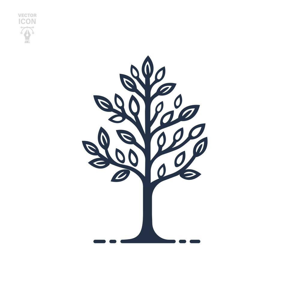Tree icon. Vintage, growth branch, leaves, trunk, concept. Vector illustration