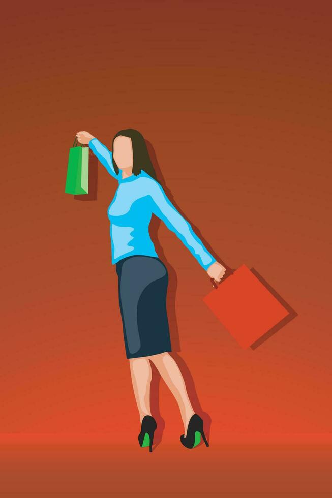 shopping woman silhouette vector