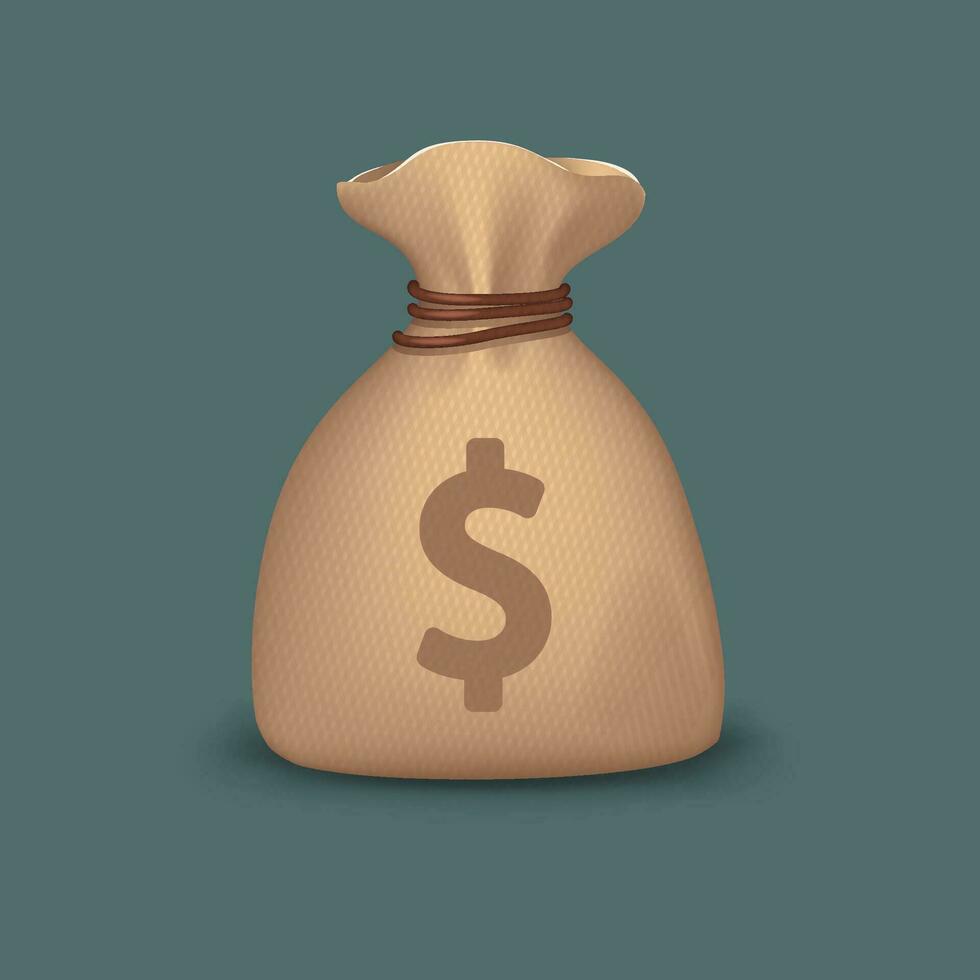 cloth bag dollar vector