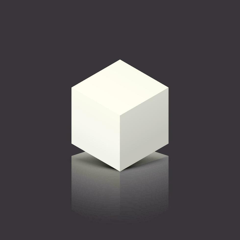 white cube on dark vector