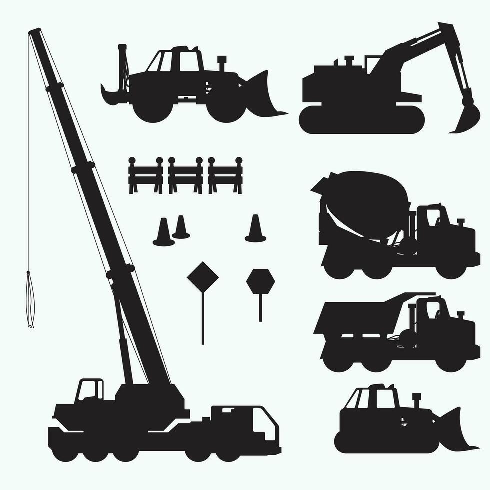 construction vehicle silhoette vector