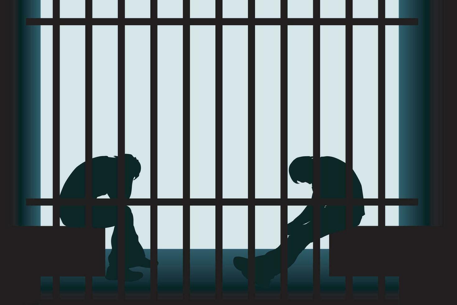 prison cell with people vector