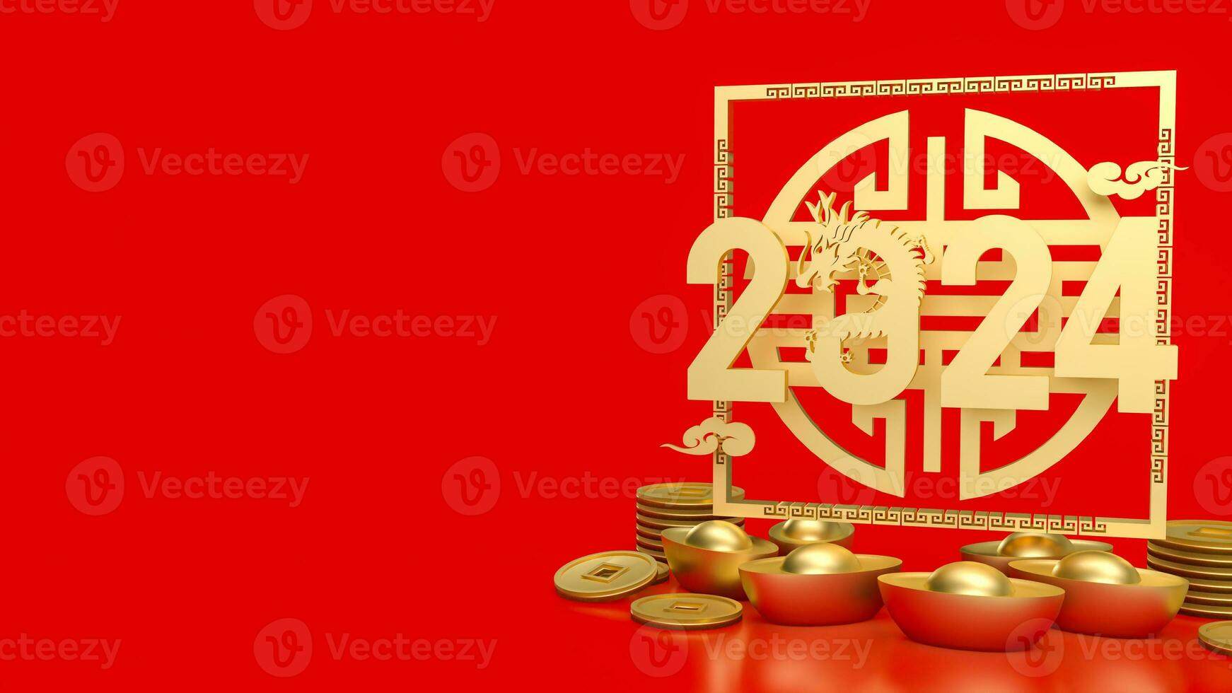 The 2024 year of dragon for holiday concept 3d rendering. photo