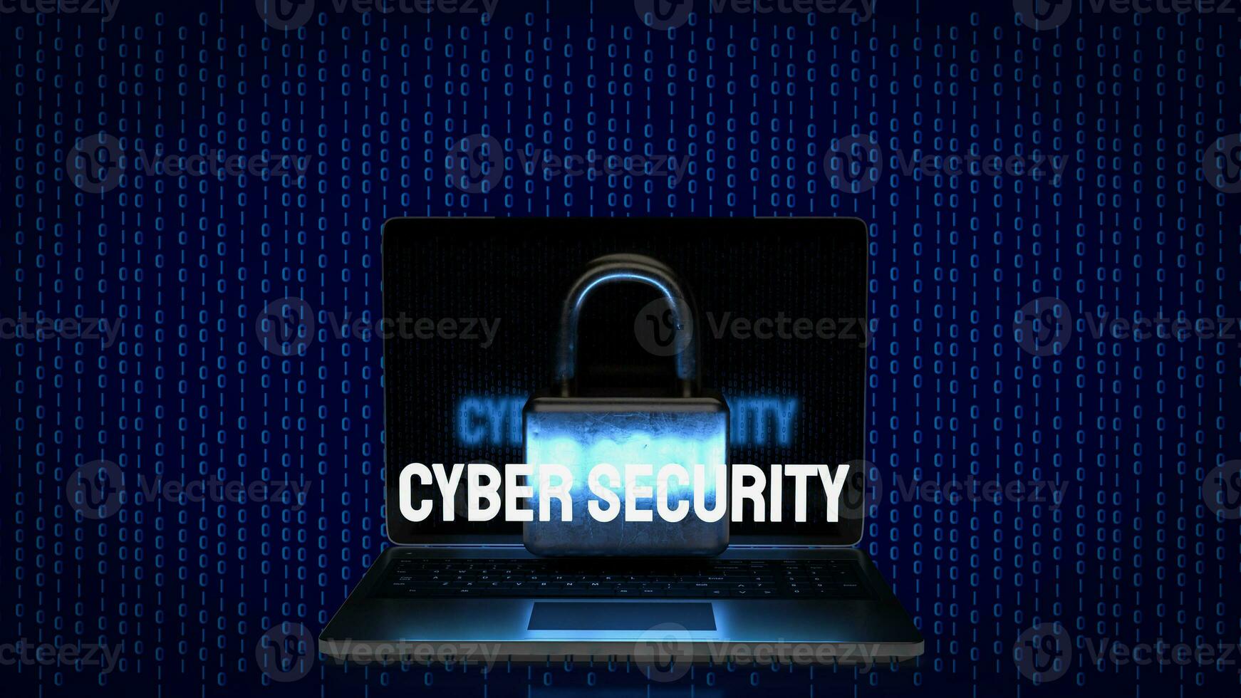 The Cybersecurity text on digital Background 3d rendering photo