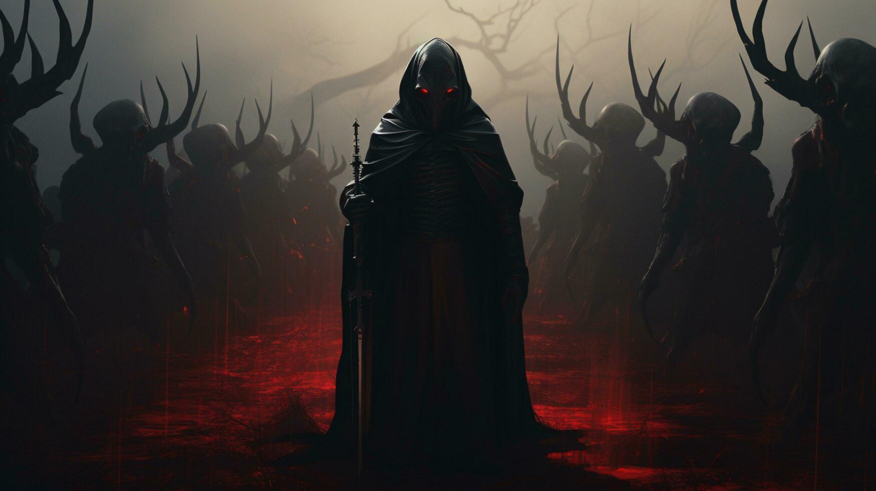 devils king with soldier illustration photo