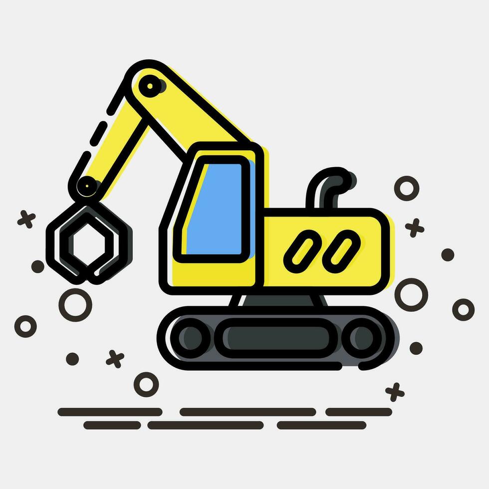 Icon tracked log loader excavator. Heavy equipment elements. Icons in MBE style. Good for prints, posters, logo, infographics, etc. vector