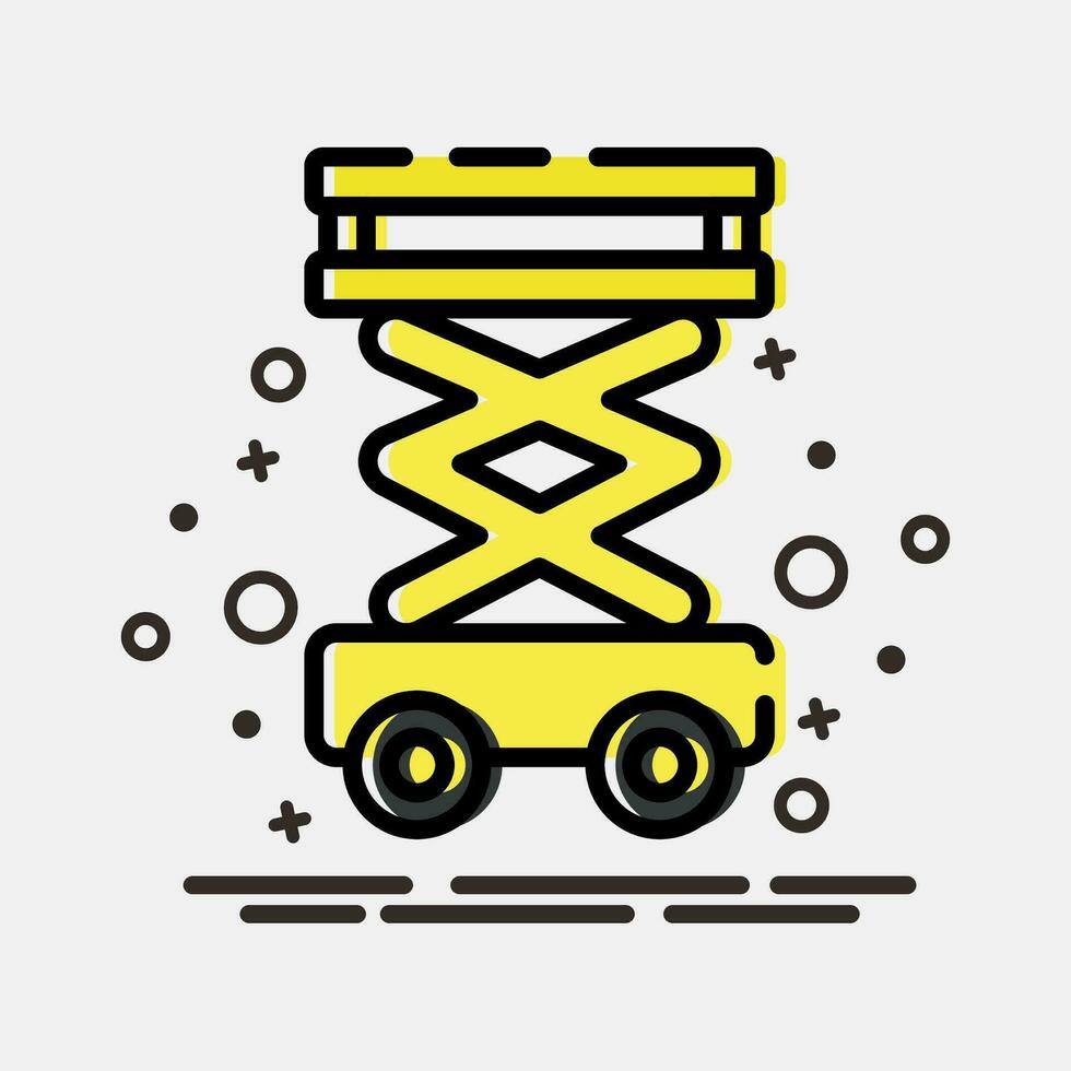 Icon scissor lift. Heavy equipment elements. Icons in MBE style. Good for prints, posters, logo, infographics, etc. vector