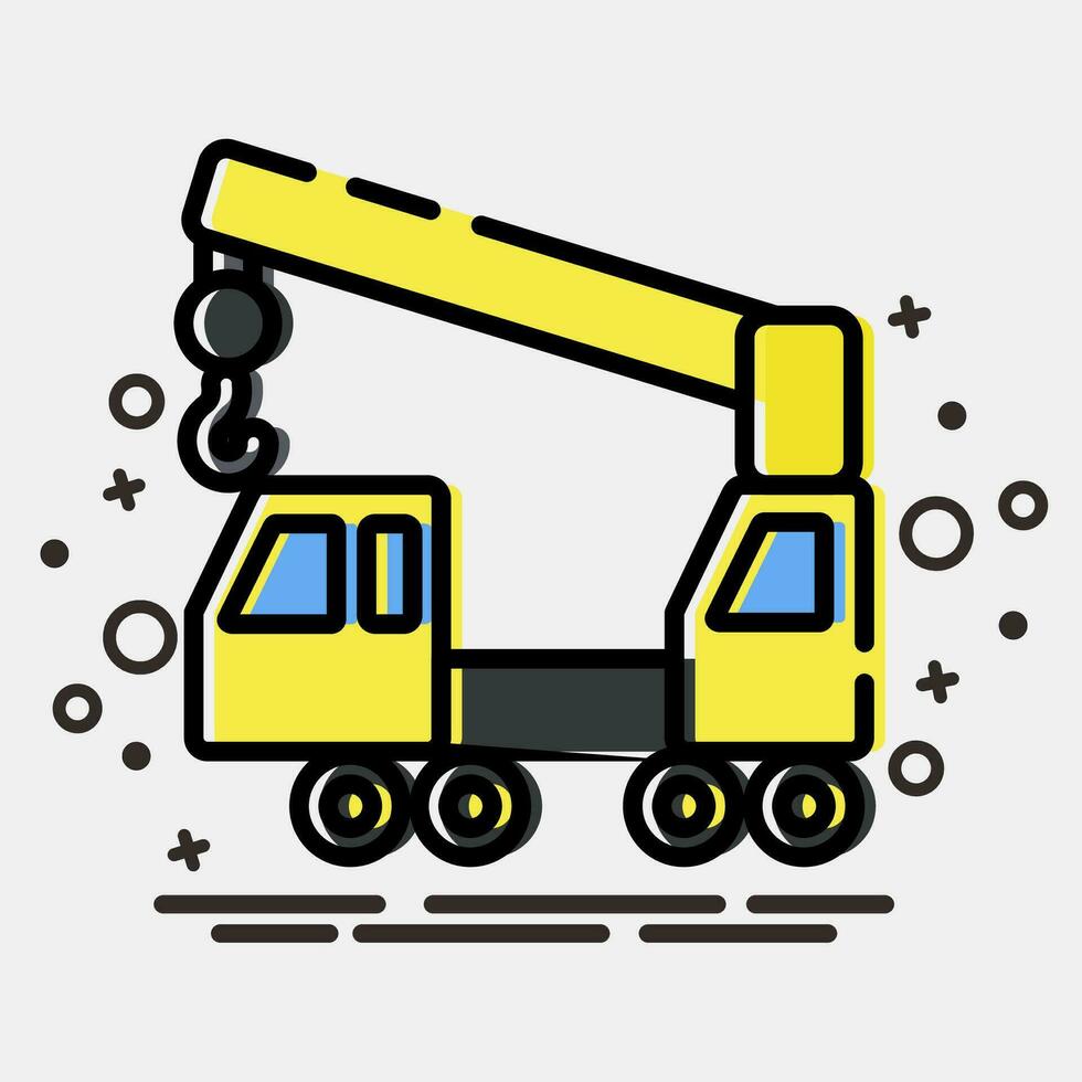 Icon wheeled crane. Heavy equipment elements. Icons in MBE style. Good for prints, posters, logo, infographics, etc. vector