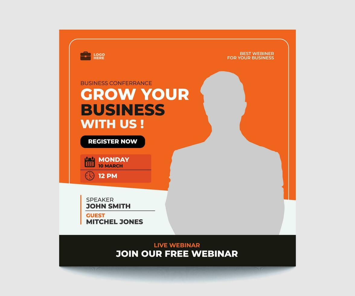 Business webinar social media post template vector