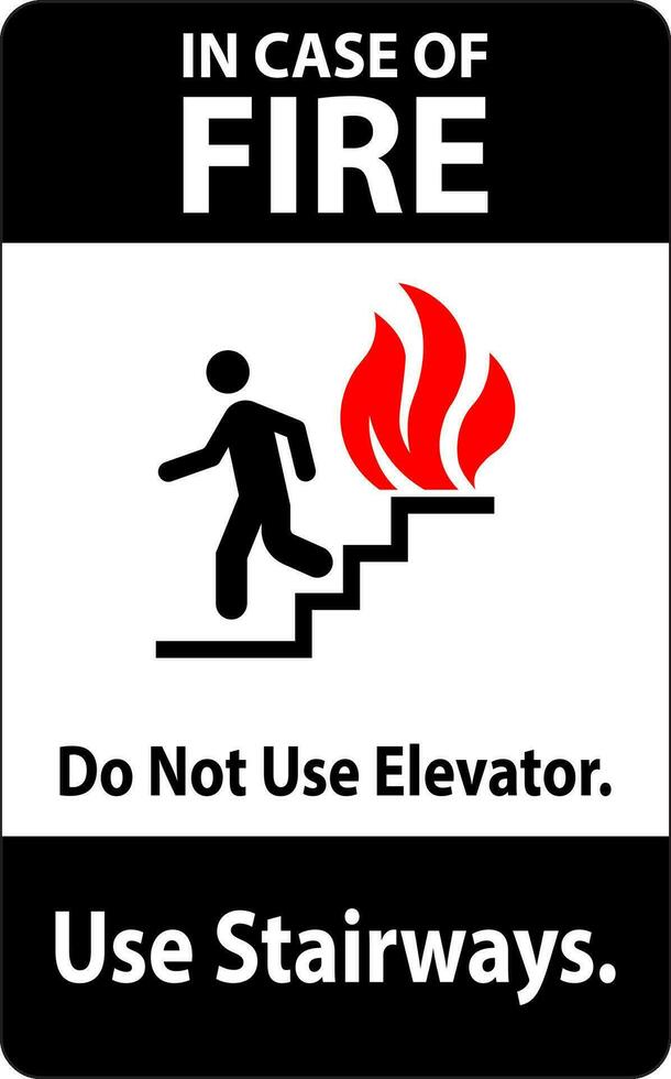 en caso de fuego firmar hacer no utilizar ascensores, utilizar escaleras vector