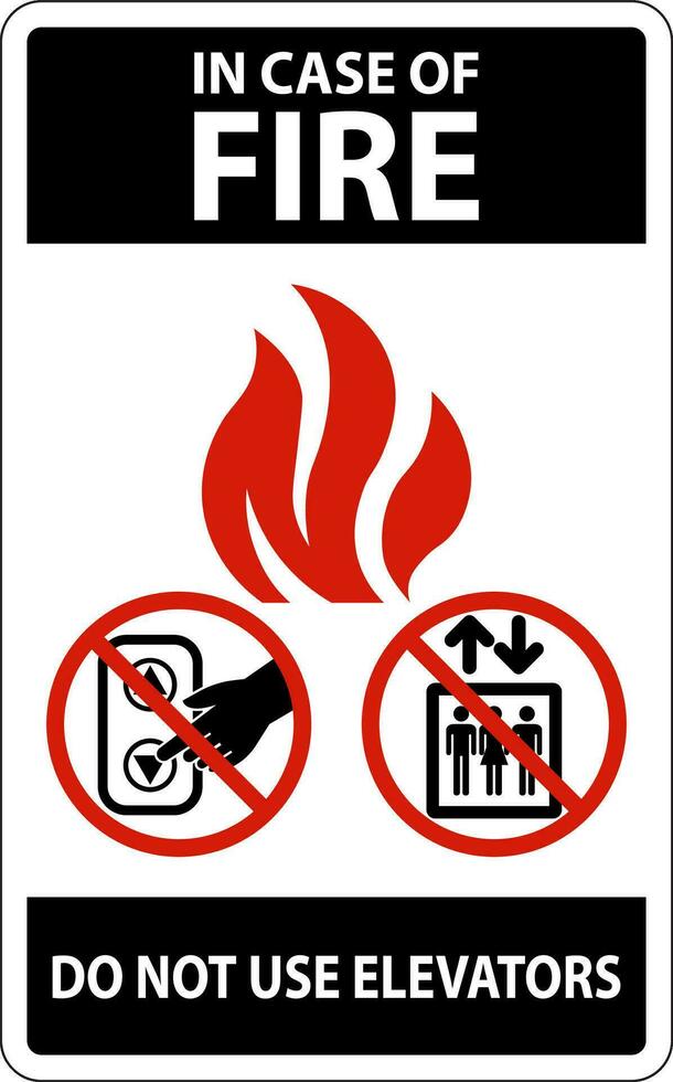 In Case Of Fire Sign Do Not Use Elevators vector
