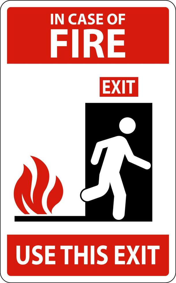 In Case Of Fire Sign Use This Exit vector