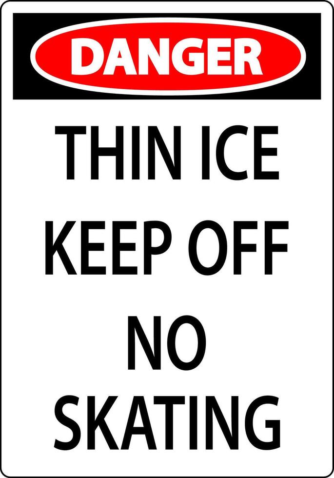 Thin Ice Sign Danger - Thin Ice Keep Off No Skating vector