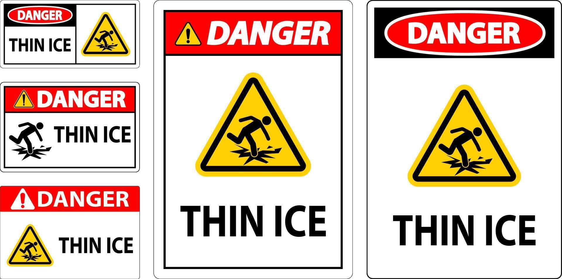 Water Safety Sign Danger - Thin Ice vector