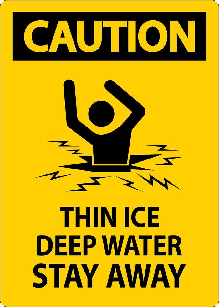 Caution Sign Thin Ice Deep Water, Stay Away vector