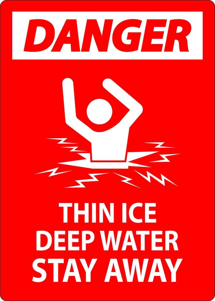 Danger Sign Thin Ice Deep Water, Stay Away vector