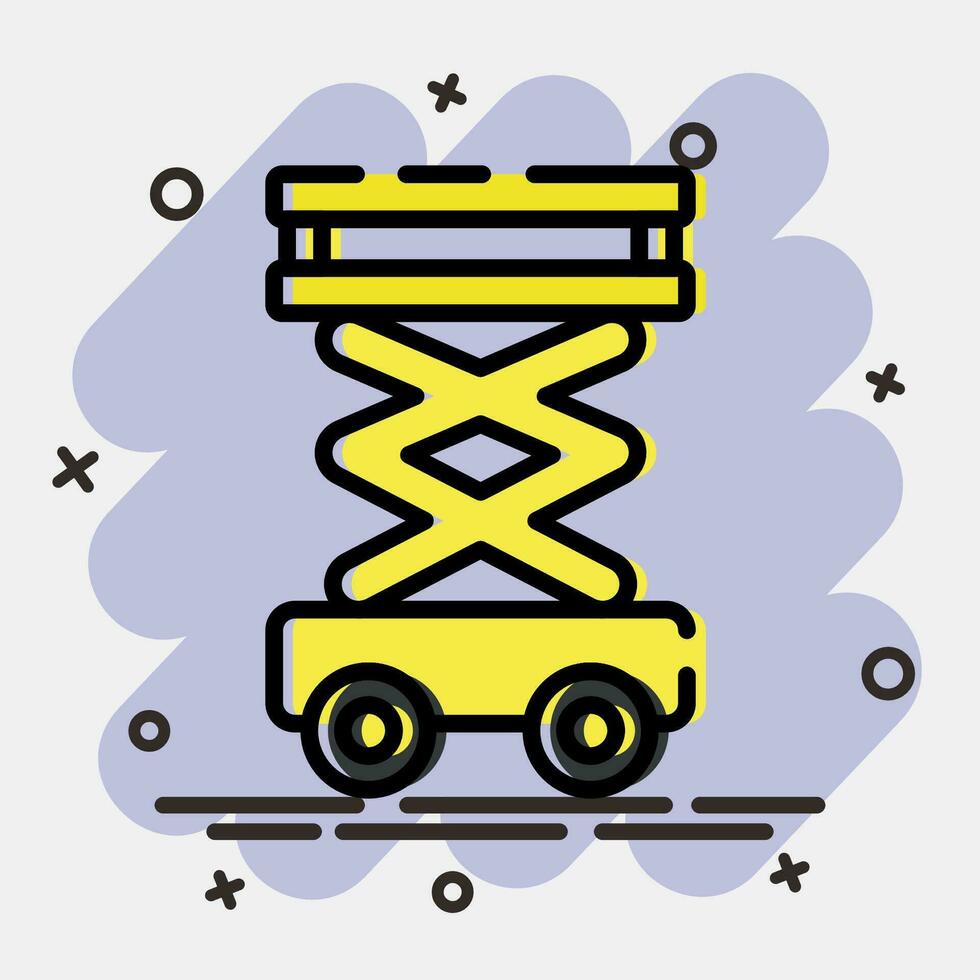 Icon scissor lift. Heavy equipment elements. Icons in comic style. Good for prints, posters, logo, infographics, etc. vector