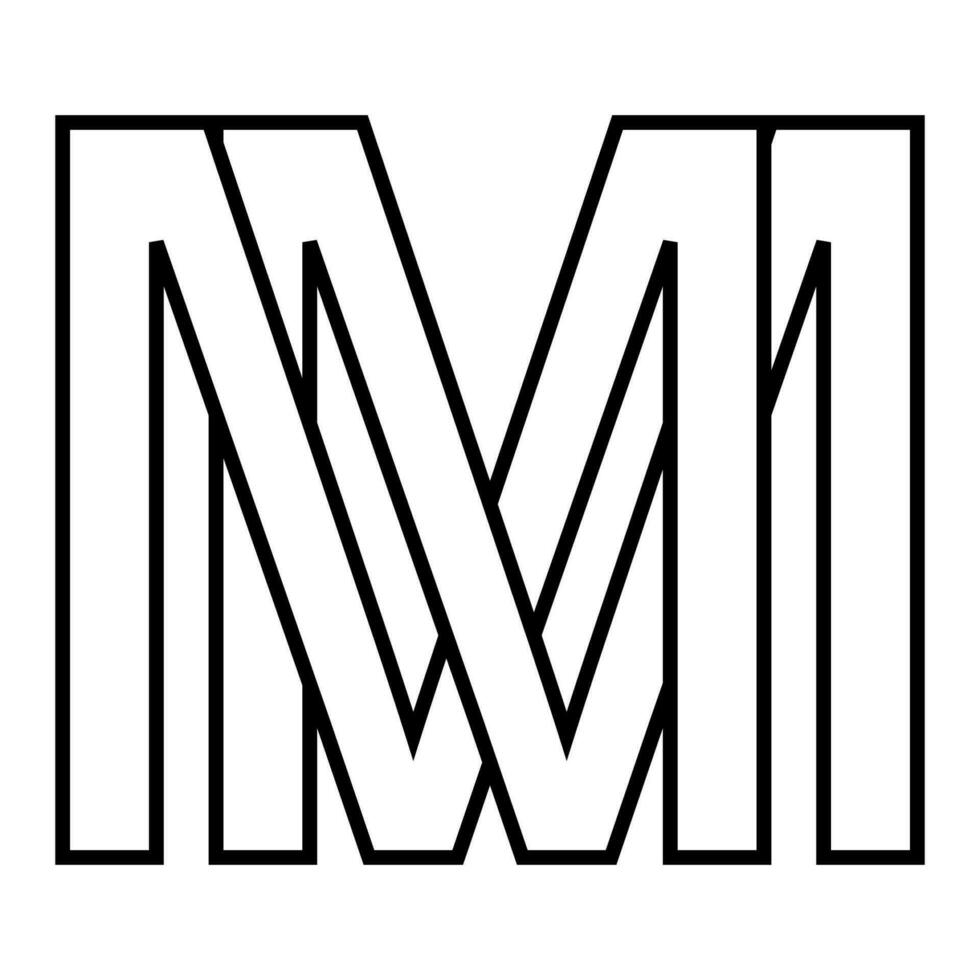 Logo sign mm m icon double letters logotype mm m vector