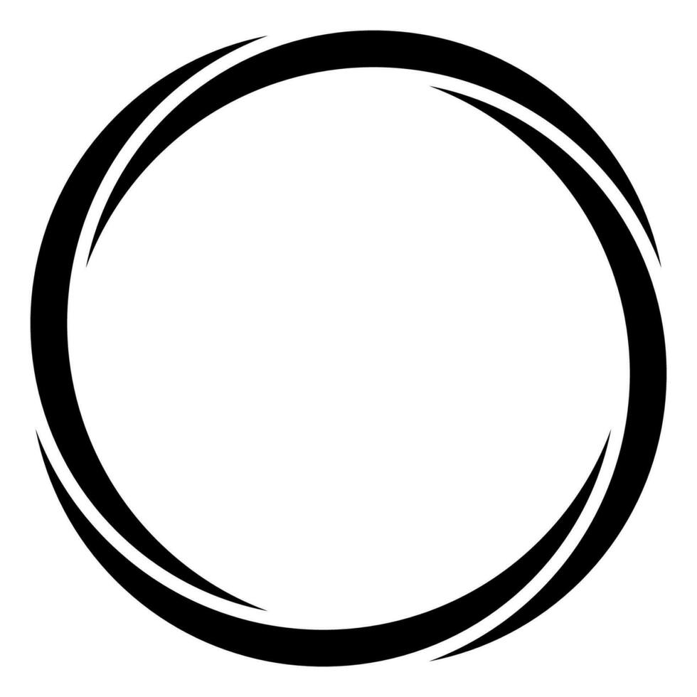 Round curve frame 4 sectors moon ornament circle border doodle vector