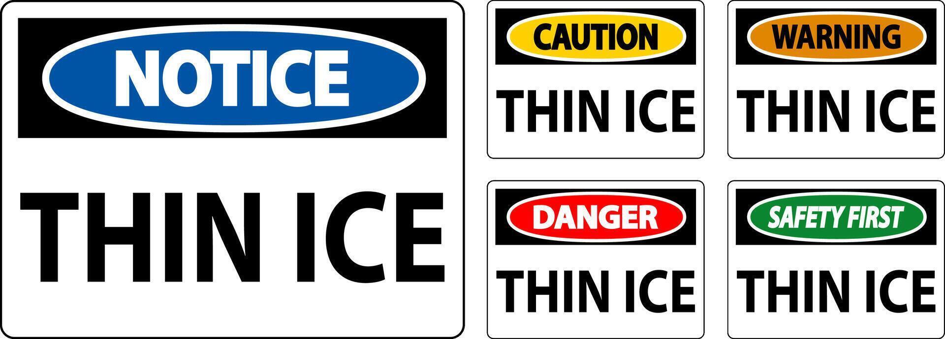 Danger Sign, Warning Thin Ice Sign vector