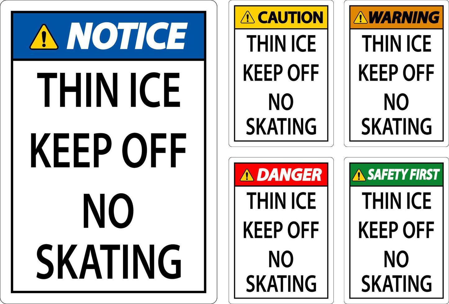 Thin Ice Sign Warning - Thin Ice Keep Off No Skating vector