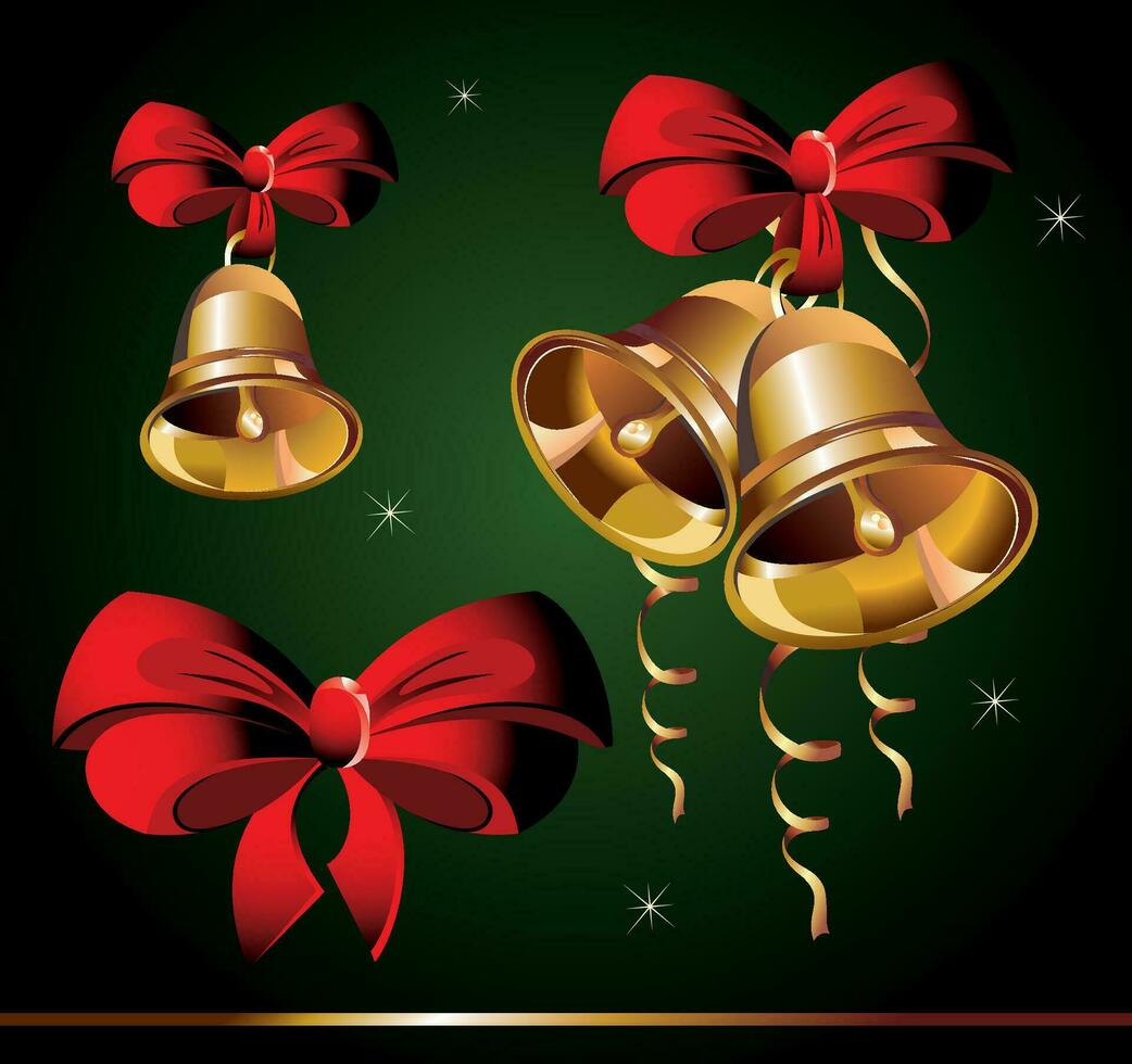 Set of Christmas bells. Mary Christmas design vector