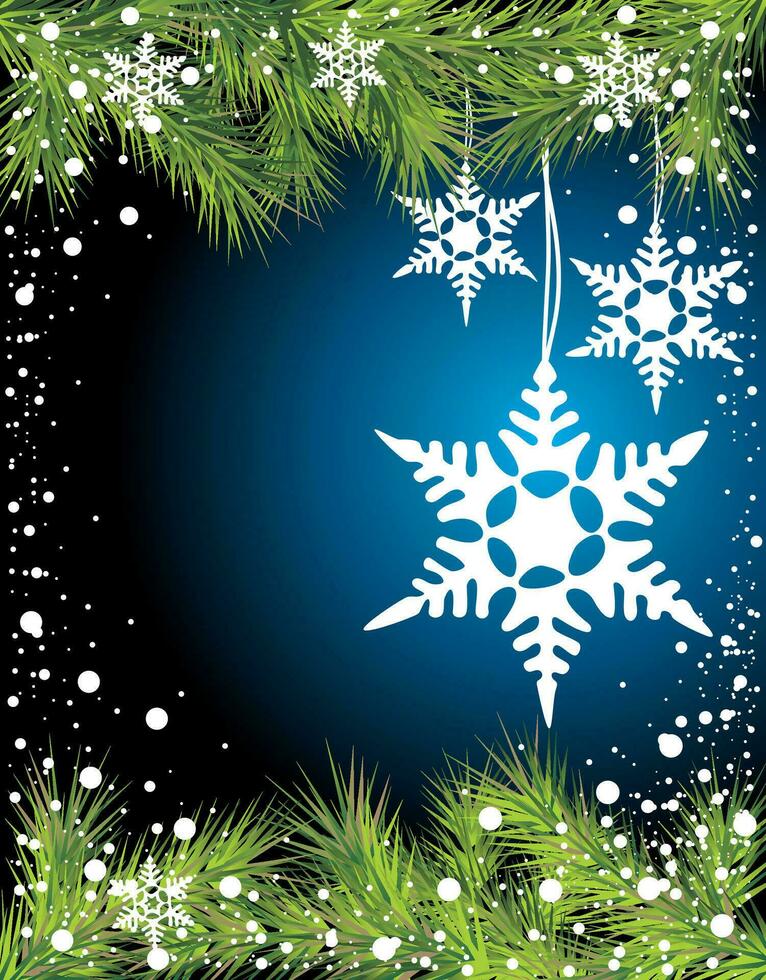Vector illustration of snowflake. Cristmas tree card