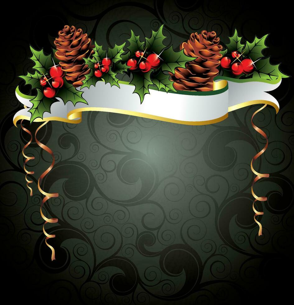 Merry Christmas detailed vector illustration. Pine cone illustration