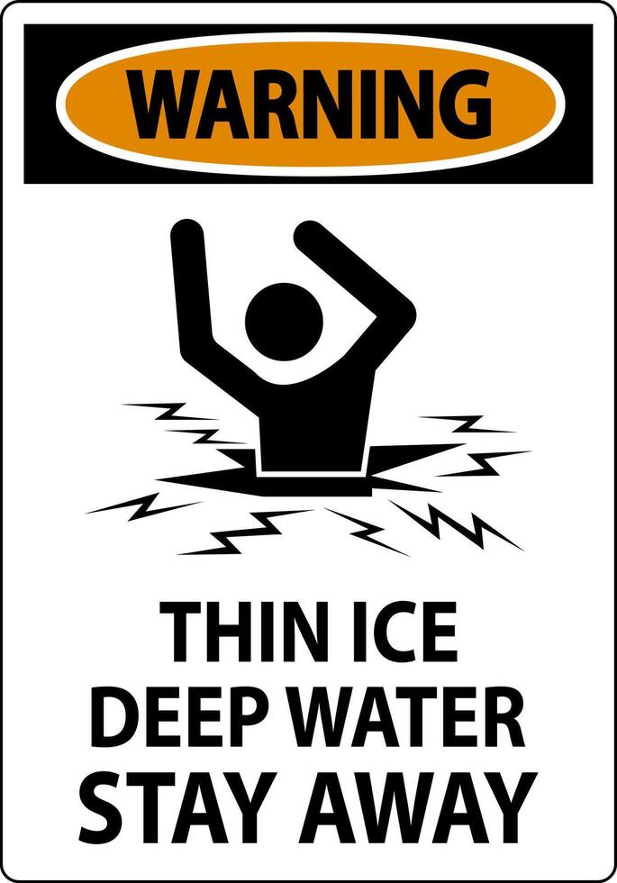 Warning Sign Thin Ice Deep Water, Stay Away vector