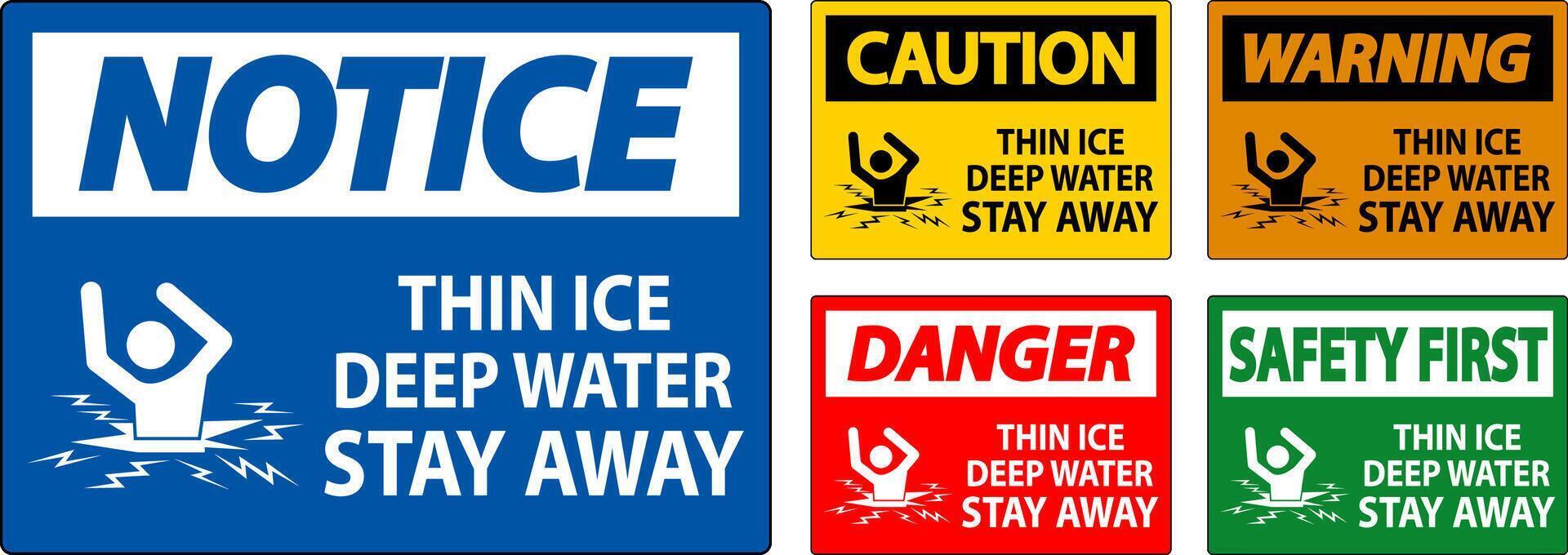 Danger Sign Thin Ice Deep Water, Stay Away vector