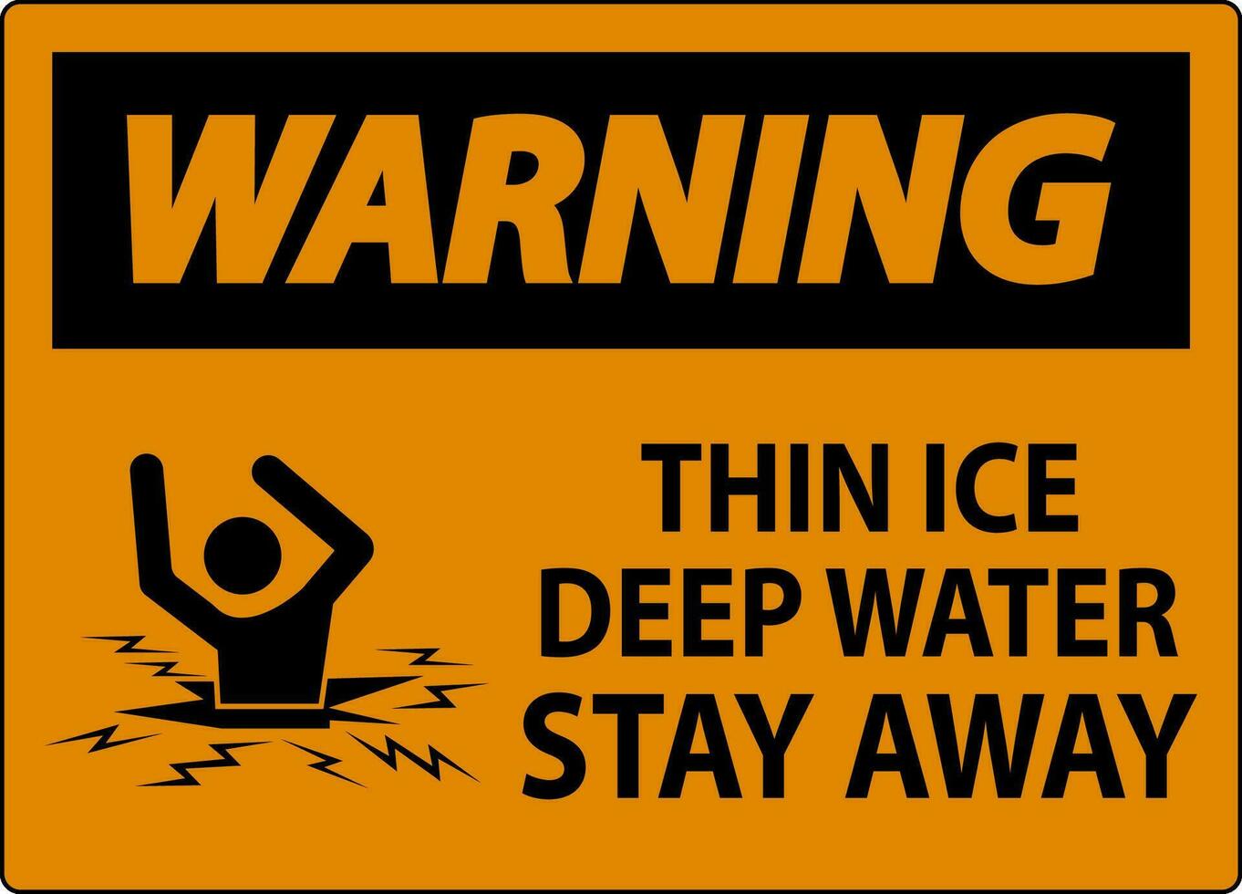 Warning Sign Thin Ice Deep Water, Stay Away vector
