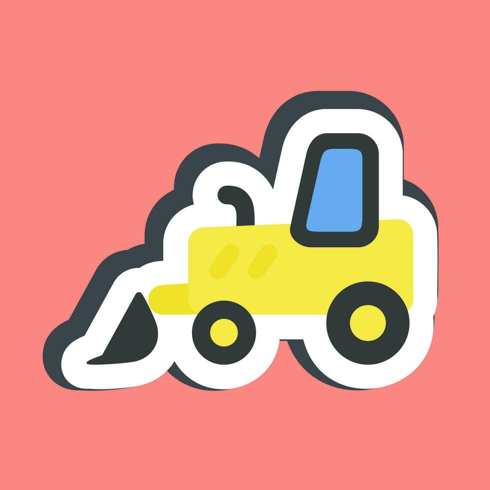 Sticker bulldozer. Heavy equipment elements. Good for prints, posters, logo, infographics, etc. vector