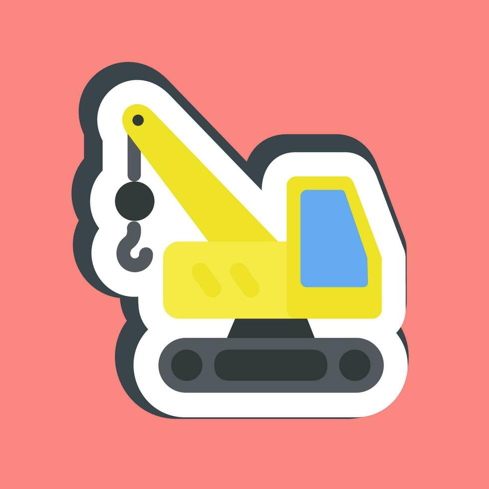 Sticker hoisting crane. Heavy equipment elements. Good for prints, posters, logo, infographics, etc. vector