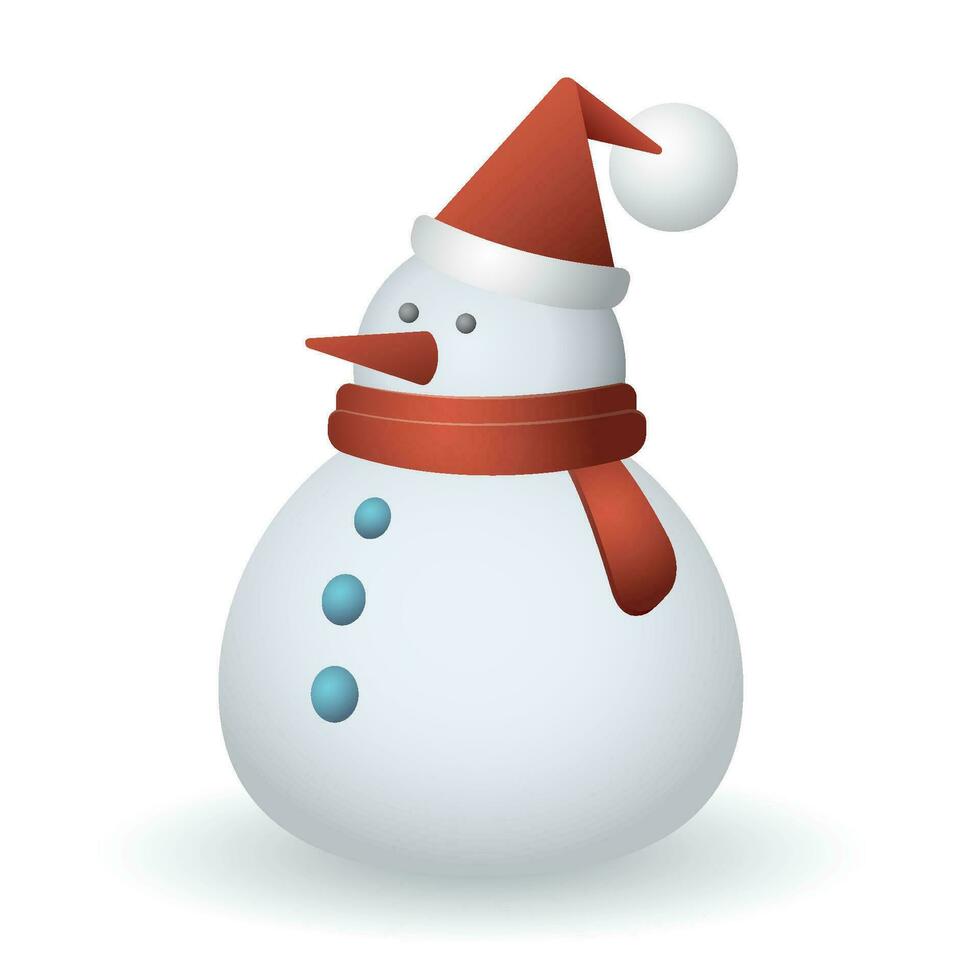 Snowman geometric shapes 3D style isolated vector illustration.