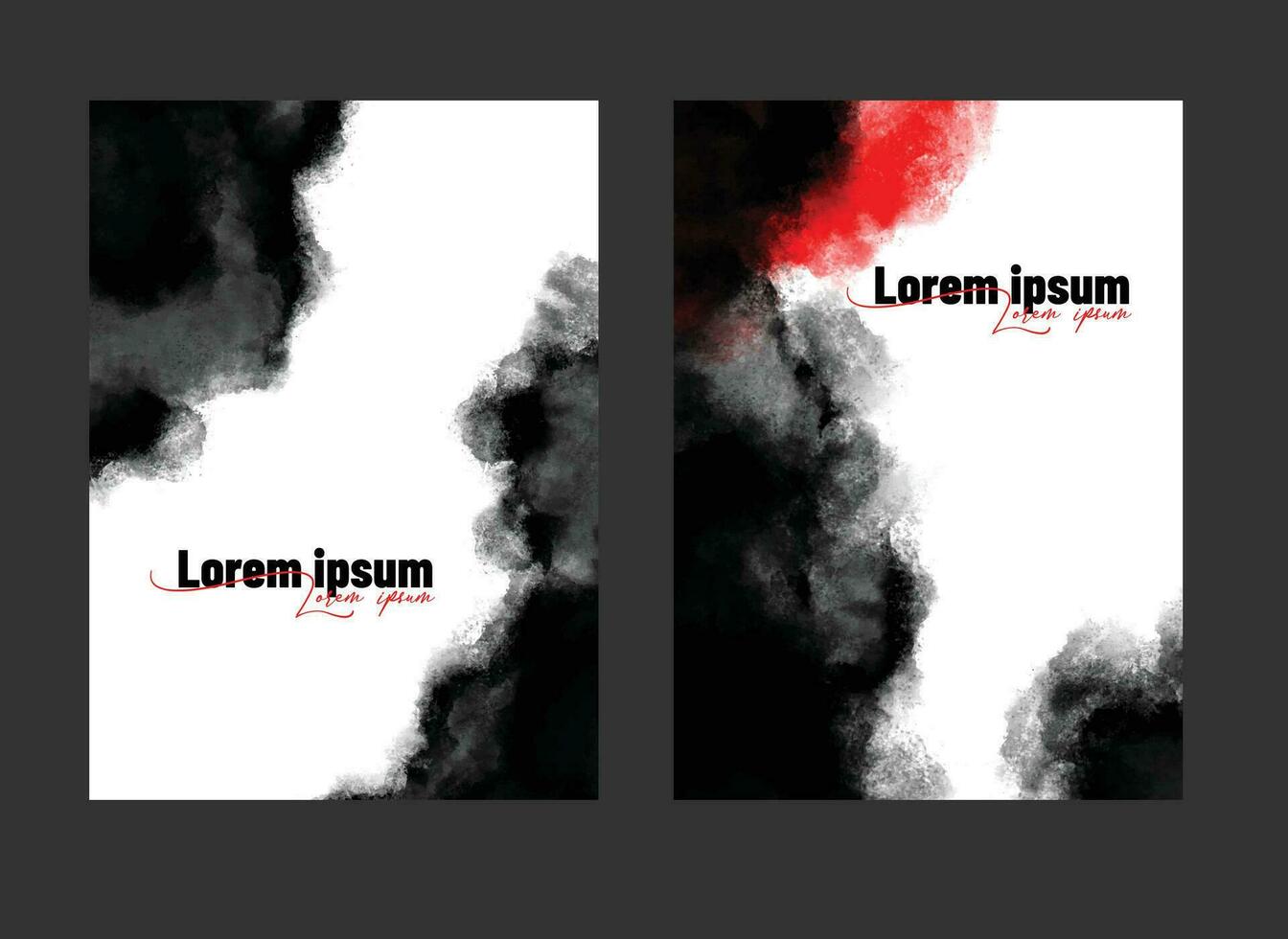 Black red ink brush stroke on dark background. Japanese style. Vector illustration card