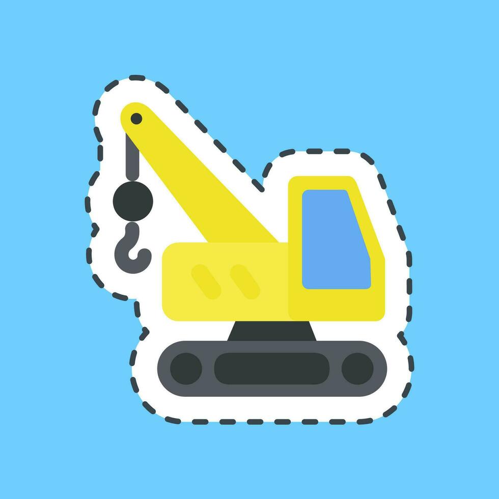 Cutting line sticker hoisting crane. Heavy equipment elements. Good for prints, posters, logo, infographics, etc. vector