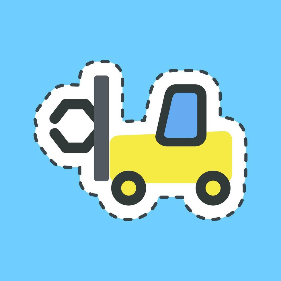 Cutting line sticker papper roll clamp forklift. Heavy equipment elements. Good for prints, posters, logo, infographics, etc. vector