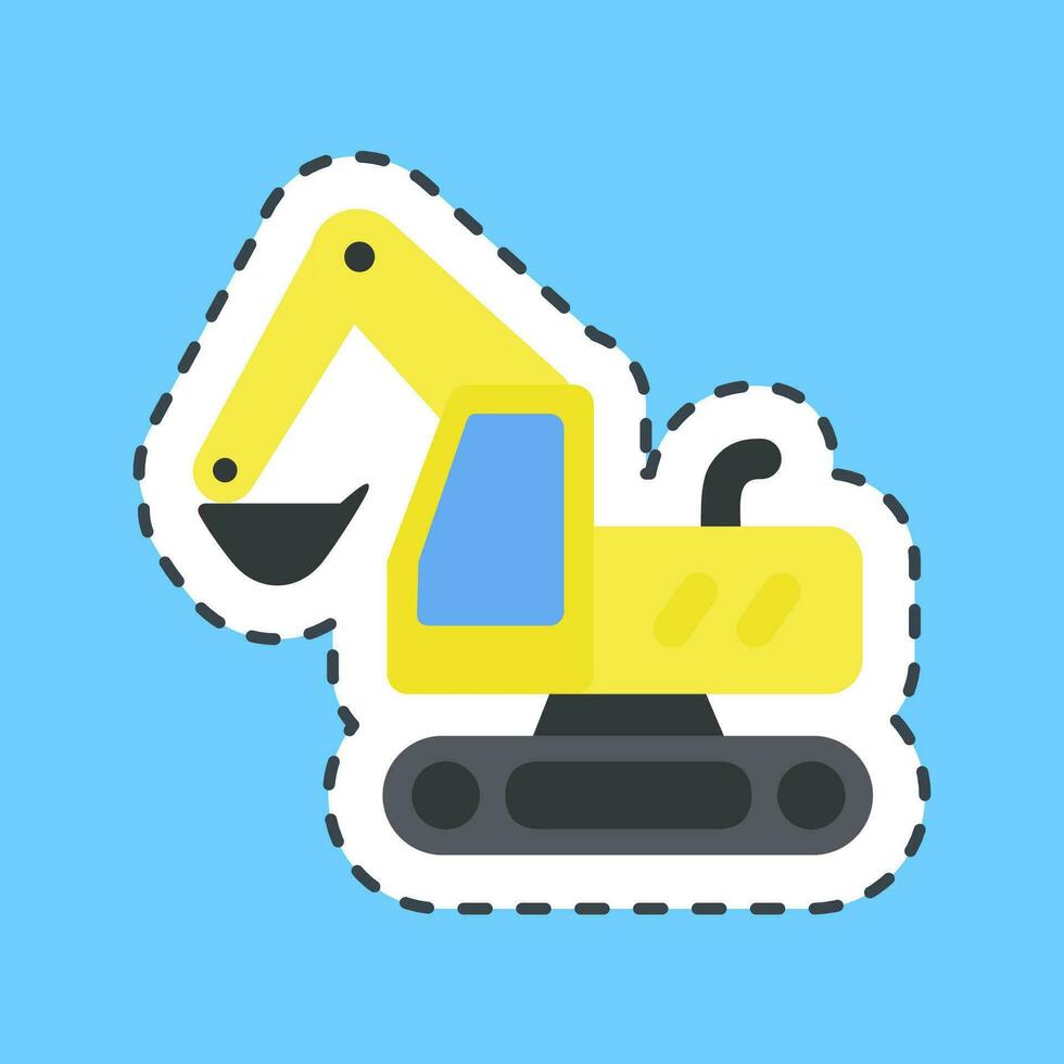 Cutting line sticker tracked excavator. Heavy equipment elements. Good for prints, posters, logo, infographics, etc. vector